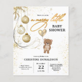 予算金ゴールドクリスマスベビーシャワー招待状 (正面)
