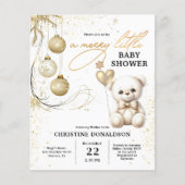予算金ゴールドクリスマスベビーシャワー招待状 (正面)