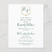 予算金ゴールドクレストグリーンブライダルシャワー招待 (正面)