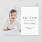 予算金ゴールドクロスフォトバプテスマサンキューカード (正面)