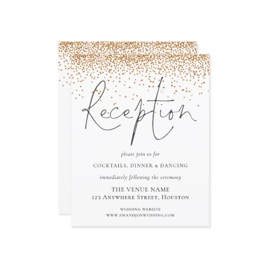 予算金ゴールドグリッターウェディングレセプション詳細 (正面/裏面インサイチュ)