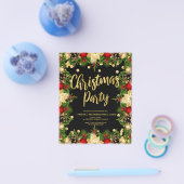 予算金ゴールドグリッタークリスマス企業の招待状 チラシ (シングル)