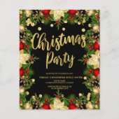 予算金ゴールドグリッタークリスマス企業の招待状 チラシ (正面)