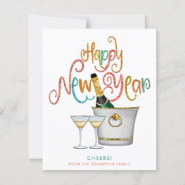 予算金ゴールドグリッターシャンパンハッピーニューイヤー