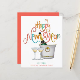 予算金ゴールドグリッターシャンパンハッピーニューイヤー