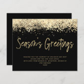 予算金ゴールドグリッターシーズンのグリーティングカード (正面/裏面)