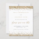 予算金ゴールドグリッタースクリプトウェディング日付の保存 (正面)