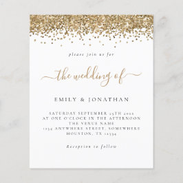 予算金ゴールドグリッタースクリプト結婚式招待状