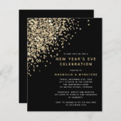 予算金ゴールドグリッターニューイヤーイブ招待状 (正面/裏面)