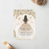 予算金ゴールドグリッターフローラプリンセスキンセアニラ ノートカード (正面/裏面インサイチュ)