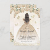 予算金ゴールドグリッターフローラプリンセスキンセアニラ ノートカード (正面/裏面)