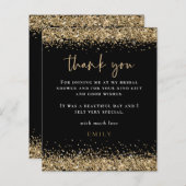 予算金ゴールドグリッターブライダルシャワーブラックサンキュー (正面/裏面)
