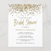 予算金ゴールドグリッターブライダルシャワー招待 (正面)