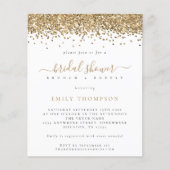 予算金ゴールドグリッターブライダルシャワー招待 (正面)
