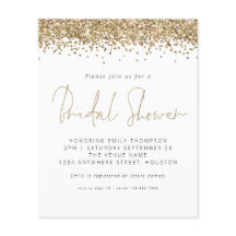 予算金ゴールドグリッターブライダルシャワー招待
