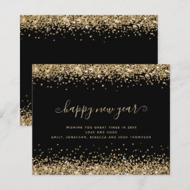 予算金ゴールドグリッターブラックハッピーニューイヤーカード