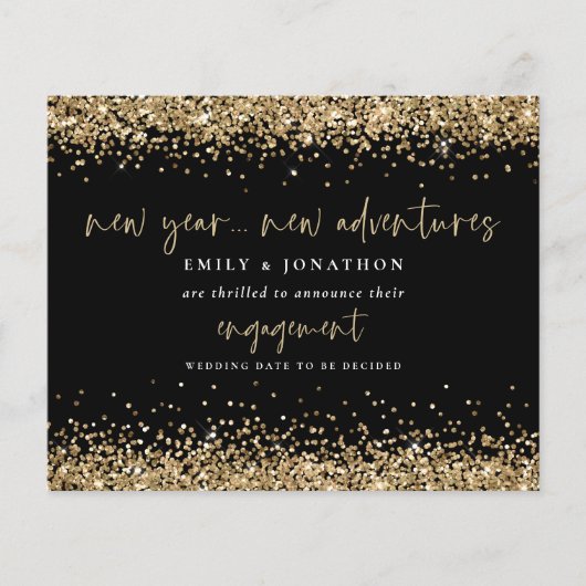 予算金ゴールドグリッターブラック婚約発表 (正面)