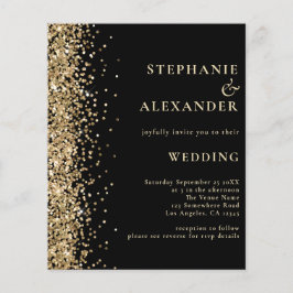 予算金ゴールドグリッターブラックQRコードウェディング招待