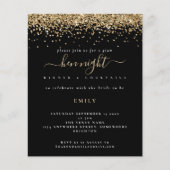 予算金ゴールドグリッターヘンナイトブラック招待状 (正面)
