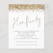 予算金ゴールドグリッターヘンパーティの招待状 (正面)