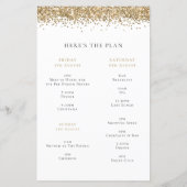 予算金ゴールドグリッターヘンパーティーウィークエンドホワイト招待状 (裏面)