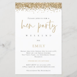 予算金ゴールドグリッターヘンパーティーウィークエンドホワイト招待状