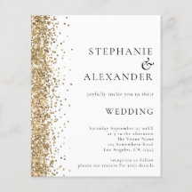 予算金ゴールドグリッターホワイトQRコードウェディング招待