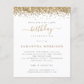 予算金ゴールドグリッター任意の年齢の誕生日パーティー招待状 (正面)