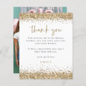 予算金ゴールドグリッター写真ブライダルシャワーありがとう (正面/裏面)