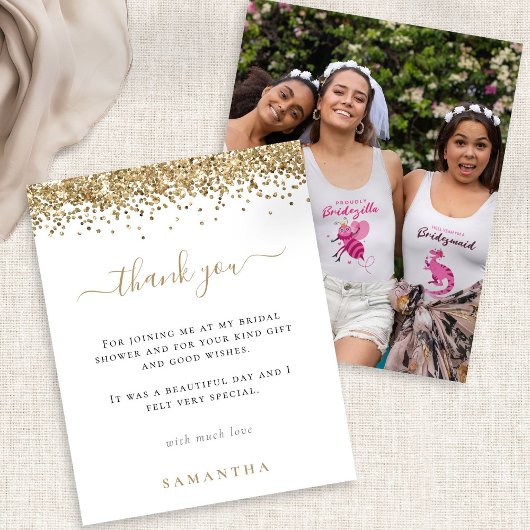 予算金ゴールドグリッター写真ブライダルシャワーありがとう
