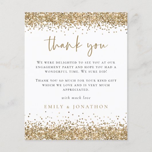 予算金ゴールドグリッター写真婚約ありがとう (正面)