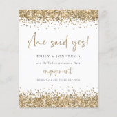 予算金ゴールドグリッター写真彼女はYes婚約 (正面)