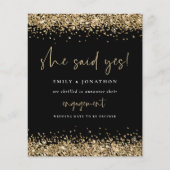 予算金ゴールドグリッター写真彼女はYes婚約 (正面)