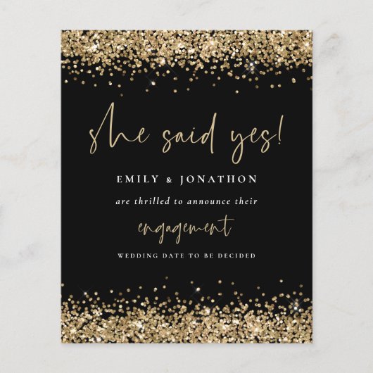 予算金ゴールドグリッター写真彼女はYes婚約 (正面)