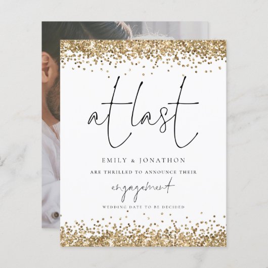 予算金ゴールドグリッター写真最後の婚約 (正面/裏面)