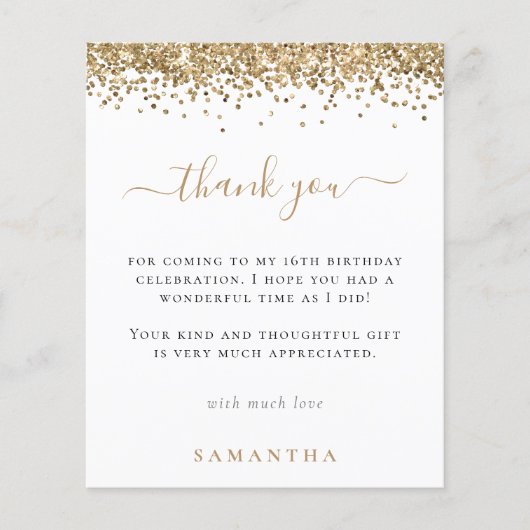 予算金ゴールドグリッター写真甘い16ありがとう (正面)