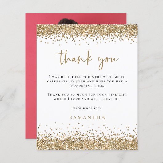 予算金ゴールドグリッター写真第50回Thank You (正面/裏面)