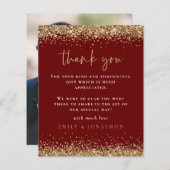 予算金ゴールドグリッター写真結婚のブルゴーニュ感謝していー (正面/裏面)