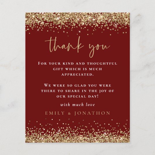 予算金ゴールドグリッター写真結婚のブルゴーニュ感謝していー (正面)