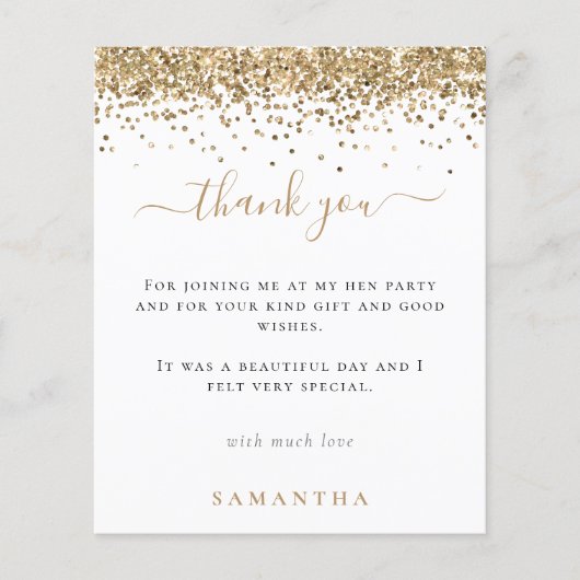 予算金ゴールドグリッター写真Henパーティーありがとう (正面)