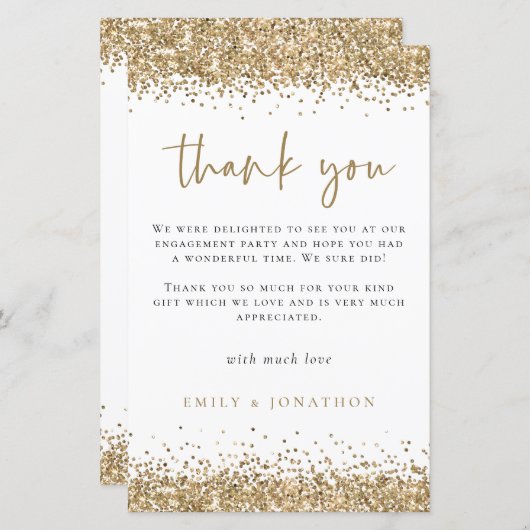 予算金ゴールドグリッター婚約パーティありがとう (正面/裏面)