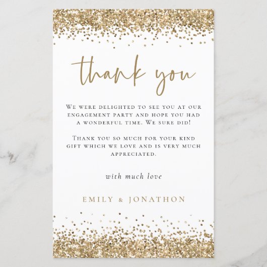 予算金ゴールドグリッター婚約パーティありがとう (正面)