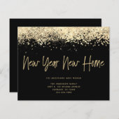 予算金ゴールドグリッター新年新住宅引越カード (正面/裏面)