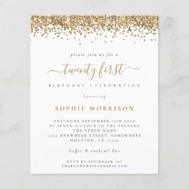予算金ゴールドグリッター第21回パーティー招待状