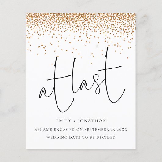 予算金ゴールドグリッター紙吹雪の最後の婚約 (正面)