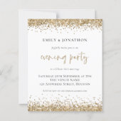 予算金ゴールドグリッター結婚の夕べパーティー招待状 (正面)