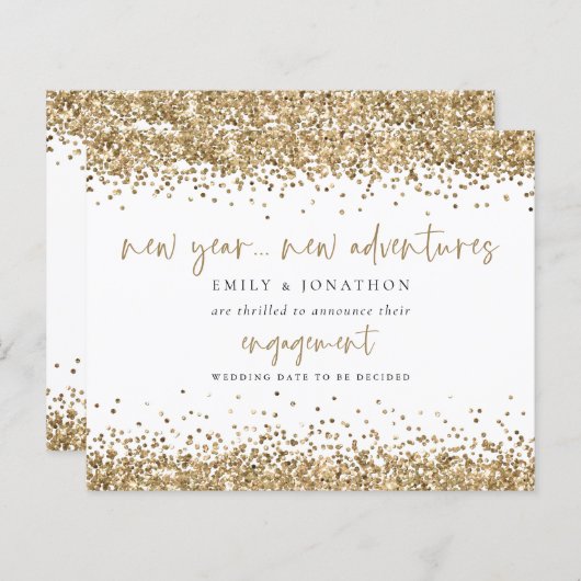 予算金ゴールドグリッター縁ど婚約発表 (正面/裏面)