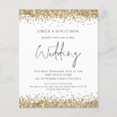 予算金ゴールドグリッターQRコード結婚式の招待 (正面)