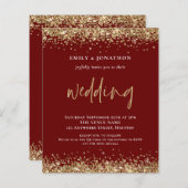 予算金ゴールドグリッターQRコー結婚ドのバーガンディ (正面/裏面)