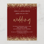 予算金ゴールドグリッターQRコー結婚ドのバーガンディ (正面)